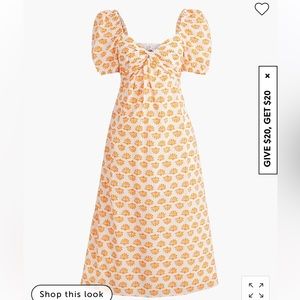 NWT puff sleeve twist front midi dress